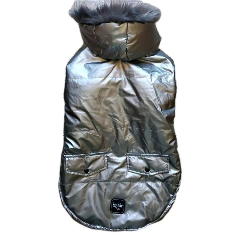 Nicole Miller Dog Jacket Puffer Winter Snow Coat Fleece Lined Faux Fur Hooded